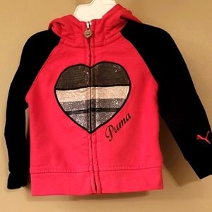 Puma bright pink/black zip up hoodie